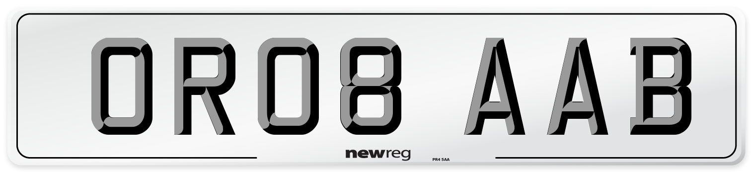 OR08 AAB Number Plate from New Reg